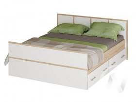 Двуспальная кровать 1,4м Сакура (дуб сонома/белый) в Маслянино - maslyanino.mebel-nsk.ru | фото