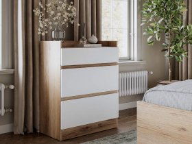 Комод 3 ящика Брауни (дуб делано/белый) в Маслянино - maslyanino.mebel-nsk.ru | фото