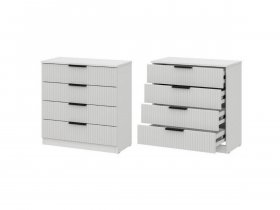 Комод 4 ящика (МДФ) Эккервуд (белый) в Маслянино - maslyanino.mebel-nsk.ru | фото