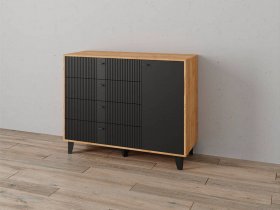 Комод «Катрин-13» ( дуб крафт золотой/карбон вулкан) в Маслянино - maslyanino.mebel-nsk.ru | фото