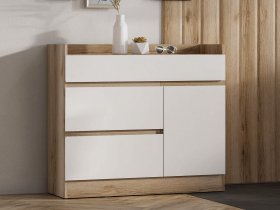 Комод с дверкой Брауни (дуб делано/белый) в Маслянино - maslyanino.mebel-nsk.ru | фото