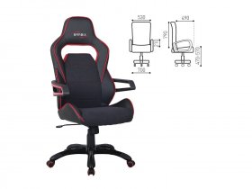 Кресло компьютерное BRABIX Nitro GM-001, ткань, экокожа, черное, вставки красные в Маслянино - maslyanino.mebel-nsk.ru | фото