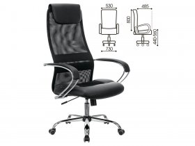 Кресло офисное BRABIX PREMIUM Stalker EX-608 CH, хром, ткань-сетка/кожзам, черное в Маслянино - maslyanino.mebel-nsk.ru | фото