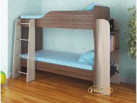 Кровать 2х ярусная без ящиков с полками в Маслянино - maslyanino.mebel-nsk.ru | фото