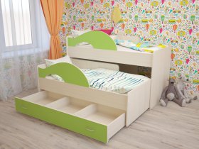 Кровать детская двухуровневая Радуга 80*160 в Маслянино - maslyanino.mebel-nsk.ru | фото