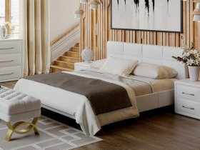Кровать двуспальная 1,6 м «Элис» тип 1 (белая) в Маслянино - maslyanino.mebel-nsk.ru | фото
