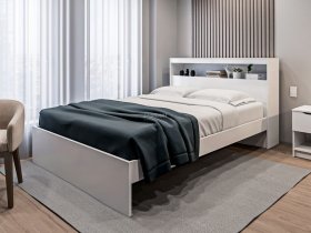 Кровать двуспальная 1,6м Бруклин СБ-3356 (белый) в Маслянино - maslyanino.mebel-nsk.ru | фото