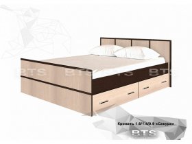 Кровать двуспальная с ящиками 1,4м Сакура (BTS) в Маслянино - maslyanino.mebel-nsk.ru | фото