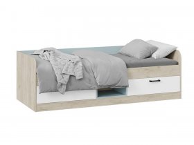 Кровать комбинированная «Оливер» Тип 1 401.003.000 (дуб крафт серый/белый/серо-голубой) в Маслянино - maslyanino.mebel-nsk.ru | фото