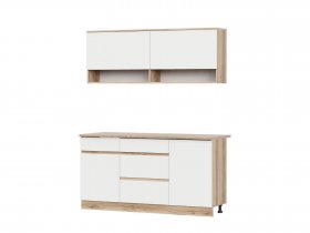 Кухонный гарнитур 1,6м Брауни (дуб делано/белый) в Маслянино - maslyanino.mebel-nsk.ru | фото