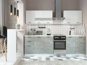 Кухонный гарнитур Дуся 2,0 м (белый глянец/цемент) в Маслянино - maslyanino.mebel-nsk.ru | фото