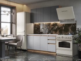 Кухонный гарнитур Ника 1,6 м (графит/серый софт) в Маслянино - maslyanino.mebel-nsk.ru | фото