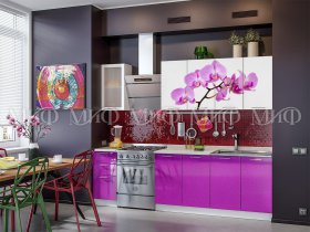 Кухонный гарнитур Орхидея (фиолетовый) в Маслянино - maslyanino.mebel-nsk.ru | фото