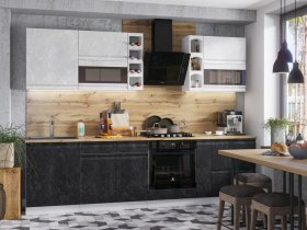 Модульная кухня Бруклин (белый/черный бетон) в Маслянино - maslyanino.mebel-nsk.ru | фото