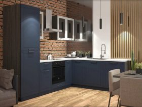 Модульная кухня Глэдис (тёмно-синий софт/корпус анкор темный) в Маслянино - maslyanino.mebel-nsk.ru | фото
