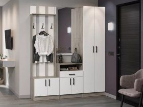 Модульная прихожая Вега (дуб крафт серый/белый) в Маслянино - maslyanino.mebel-nsk.ru | фото