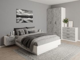 Модульная спальня Гамма (белый/цемент) в Маслянино - maslyanino.mebel-nsk.ru | фото