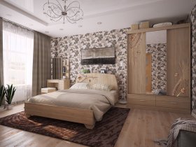 Модульная спальня Виктория-1 (дуб сонома) в Маслянино - maslyanino.mebel-nsk.ru | фото