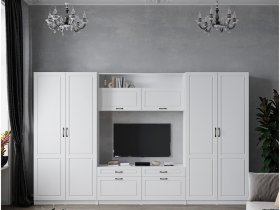 Модульная стенка Апполия (белый/белый дуб) в Маслянино - maslyanino.mebel-nsk.ru | фото