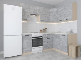 Модульная угловая кухня 1,4м*2,1м Лада (цемент) в Маслянино - maslyanino.mebel-nsk.ru | фото