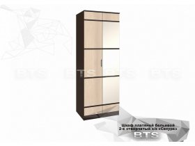 Шкаф двухстворчатый с зеркалом платяной-бельевой Сакура (BTS) в Маслянино - maslyanino.mebel-nsk.ru | фото