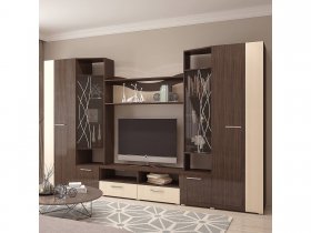 Стенка Гамма (дуб венге/дуб молочный) в Маслянино - maslyanino.mebel-nsk.ru | фото