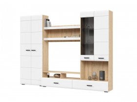 Стенка ГС-01 Либерти (дуб сонома/белый глянец) в Маслянино - maslyanino.mebel-nsk.ru | фото