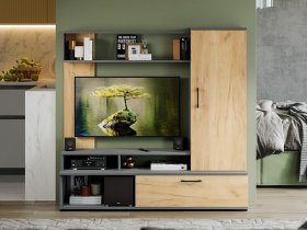 Стенка «Сиена» (графит серый/дуб крафт золотой) в Маслянино - maslyanino.mebel-nsk.ru | фото