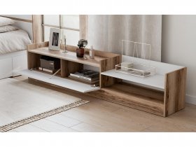 Тумба под ТВ Брауни (дуб делано/белый) в Маслянино - maslyanino.mebel-nsk.ru | фото