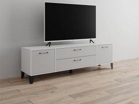 Тумба под ТВ Парус-13 (белый/серый камень) в Маслянино - maslyanino.mebel-nsk.ru | фото